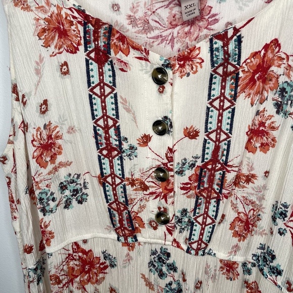 Knox Rose Womens Floral Dress sz XXL 4 Button Maxi Sleeveless - Picture 3 of 10